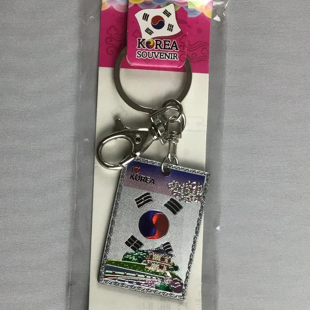 Genuine KOREA Key Ring Holder Souvenir Silver Tone